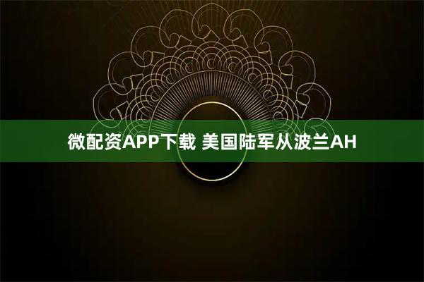 微配资APP下载 美国陆军从波兰AH