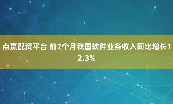 点赢配资平台 前7个月我国软件业务收入同比增长12.3%