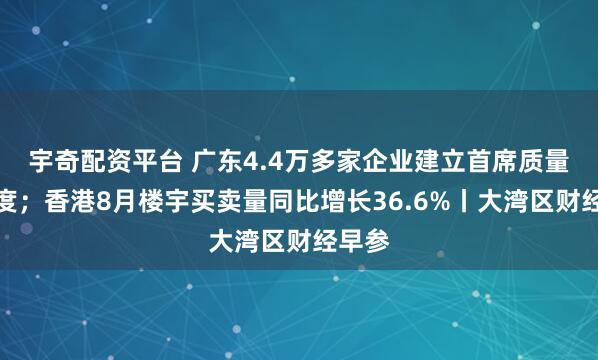 宇奇配资平台 广东4.4万多家企业建立首席质量官制度；香港8月楼宇买卖量同比增长36.6%丨大湾区财经早参